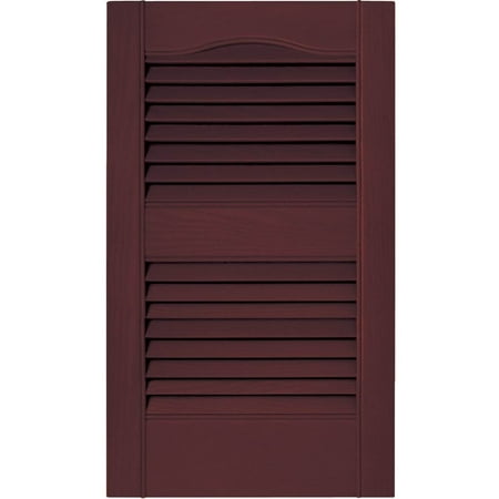 12 in. Vinyl Louvered Shutters in Bordeaux - Set of 2 (12 in. W x 1 in. D x 75 in. H (7.11 lbs.))