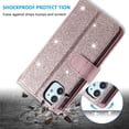 thumbnail image 4 of Dteck 9 Card Slots Wallet Case for Apple iPhone 12 mini 5.4-inch,Hybrid Magnetic PU Leather Zipper Kicstand Shockproof Rubber Full Protector Cover with Strap,Rosegold, 4 of 7