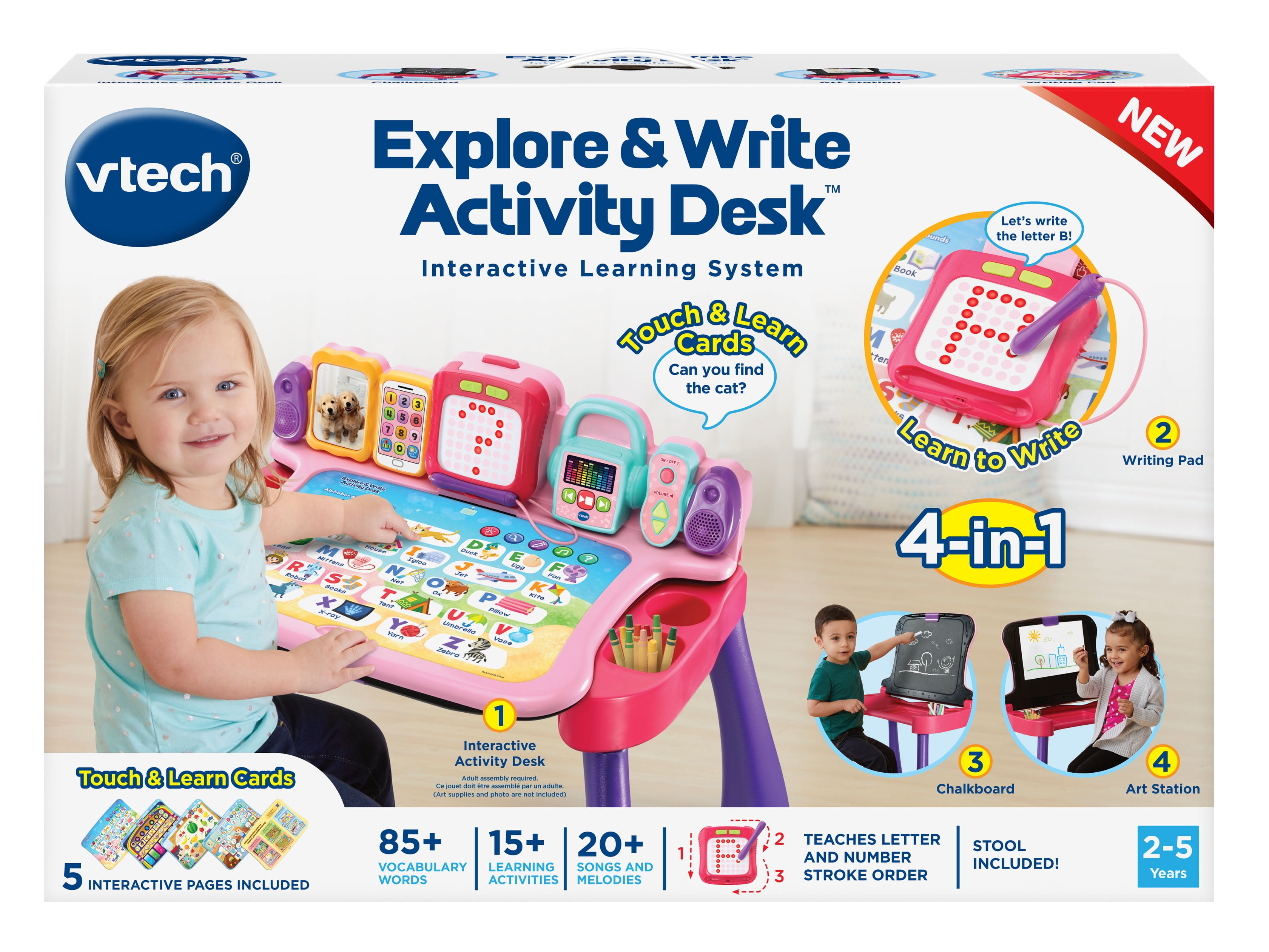 vtech explore and write activity desk pink