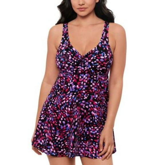 Swim Solutions Womens Abstract Printed One-P Multi 10