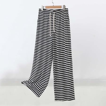 Mifsaly Striped Pajama Pants Women Wide Leg Sleep Pant Soft Breathable Loose Fit Sleepwear Home Wear Comfortable Elastic Waist Casual Trousers 2026 XXL