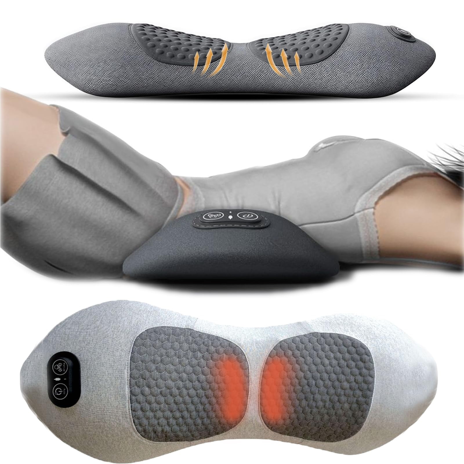 Spinal Decompression, 2026 Upgraded 3-in-1 Vibrating Massage Heating Lumbar Pillo, Massager Relaxer for Neck, Shoulders and Back Suitable for Unisex