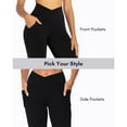 thumbnail image 4 of Women's Flare Leggings with Pockets Crossover High Waisted Bootcut Yoga Pants Tummy Control Bell Bottom Trousers, 4 of 9