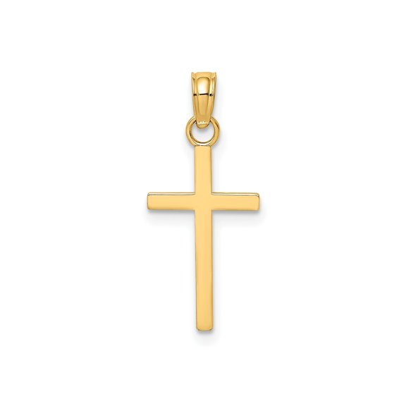 14K Yellow Gold Polished Small Cross Charm Pendant, 16.5 mm