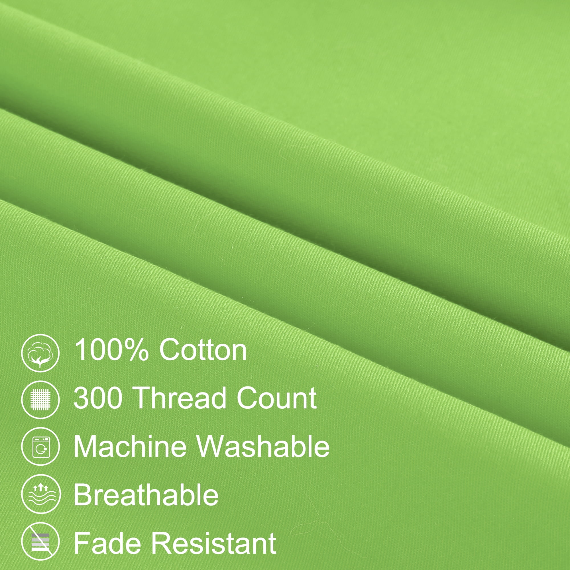 3 Pack Breathable Egyptian Cotton Body Pillow Covers, 20" x 48", Green