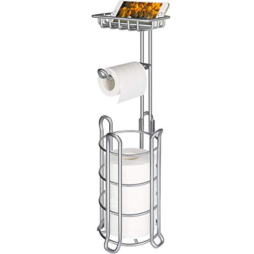 3 Rolls Dispenser with Shelf mDesign Metal Toilet Paper Holder Stand Bronze 