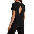thumbnail image 4 of Inverlee Womens Open Back Athletic T-Shirts Short Sleeve Crewneck Workout Tops Breathable Moisture-Wicking Fabric Tees Gym Running Yoga Activewear Black L, 4 of 9