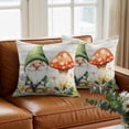 thumbnail image 3 of Spring Green Gnome Throw Pillow Cover Red Mushroom Flowers Wood Grain Pastoral Cotton Linen Cushion Cover Throw Pillow Case with Invisible Zipper for Couch Sofa Bed Chair Car 24x24 Inch, 3 of 9