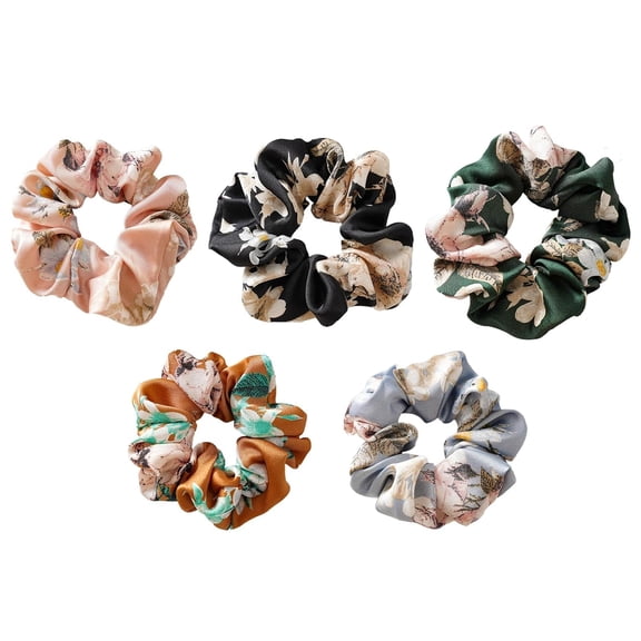 LinYooLi Knotted Bow Satin Hair Scrunchies with Tail - 2Pcs, Black Brown, Hair Ties for Women and Girls Gifts