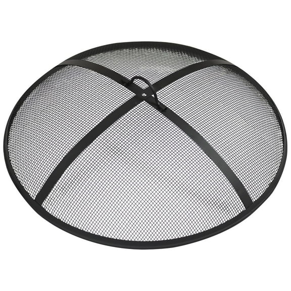 22 in Steel Round Fire Pit Spark Screen Outdoor Portable, Weather-Resistant