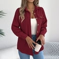 thumbnail image 5 of Women's Casual Lightweight Jacket Solid Color Lapel Pocket Button Long Sleeve Coat Outwear, 5 of 8