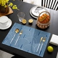 thumbnail image 3 of Navy Blue Ombre Placemats Set of 8, Farmhouse Stripes Modern Abstract Art Placemats for Dining Table, Place Mats for Kitchen Tabletop, Waterproof Wipeable Dining Table Mats Set, 3 of 9