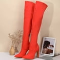 thumbnail image 3 of Dakaela Thigh High Over the Knee Boots for Women Sexy Stilettos High Heels Stretch Suede Long Tall Boot, 3 of 7