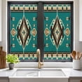 thumbnail image 3 of Ethnic Style Pattern Window Privacy Film Retro Green Abstract Weaving Art Decorative Glass Window Film UV Blocking Static Cling Non-Adhesive Sticker Covering for Home Door 17.7 x 39.3 inches, 3 of 8