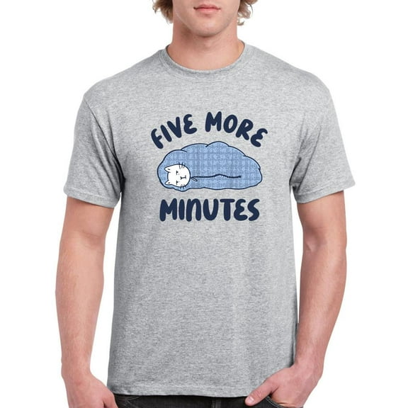 Five More Minutes Sleeping Cat T-Shirt Men -Smartprints Designs, Male x-Large