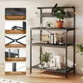 thumbnail image 6 of edx 23" Bakers Rack with 3 Power Outlets, 10 Hooks, Kitchen Microwave Stand, 4-Tier Coffee Bar Table, Space-Saving Kitchen Storage Shelf, Gray, 6 of 9