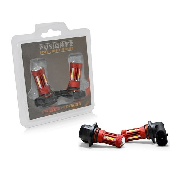 Flashtech 18W 6000K Cool White Extremely Bright LED Fog Light Bulb Size Pack of 2 - 9005 H10