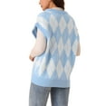 thumbnail image 3 of Chaleco de suéter sin mangas de color contrastante para mujer INSPIRE CHIC con cuello en V, 3 of 5