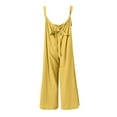 thumbnail image 4 of Miluxas Plus Size Jumpsuits for Women,Women's Sleeveless Loose Straps Solid High Waist Wide Leg Jumpsuit Rompers with Pocket On Yellow XL(XL), 4 of 4
