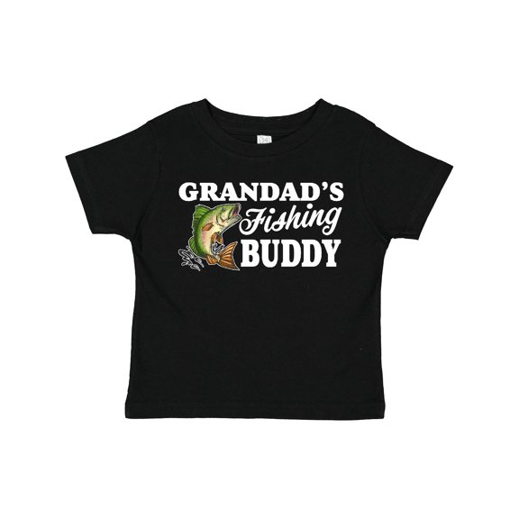 Inktastic Grandad's Fishing Buddy with White Text Boys Toddler T-Shirt