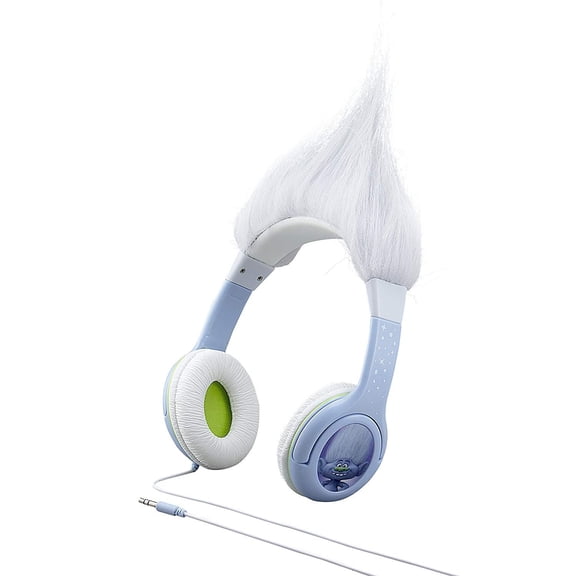 DreamWorks Trolls Kids Wired Headphones with Volume Limiting, Hair-ific Design