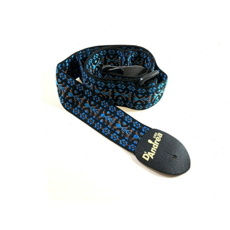D'Andrea Guitar Strap Hootenanny Style Blue and Black Tapestry