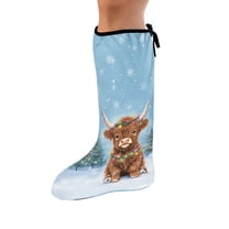 COEQINE Christmas Leg Cast Cover Highland Cow Cast Sleeve for Foot Leg Protector Medium Machine Washable Leg Cast Sock Cover Reusable Cast Covers for Shower Leg Xmas Gifts for Kids