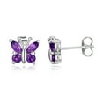 thumbnail image 2 of Forever Facets Genuine Amethyst Butterfly Earrings in Rhodium Plated Sterling Silver, Adult Female, 2 of 8