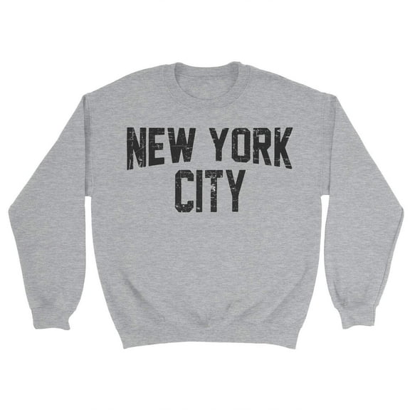 New York City Distressed Sweatshirt Screenprinted Gray Adult NYC Lennon Shirt Small