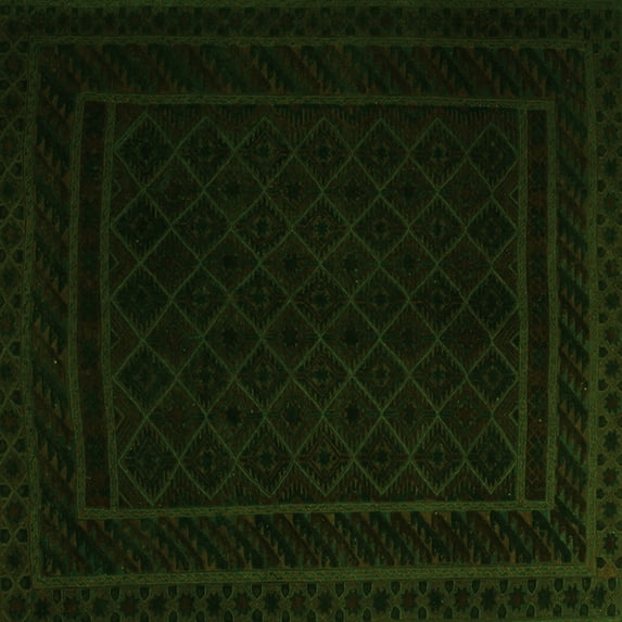 Ahgly Company Indoor Square Southwestern Green Country Area Rugs, 5' Square