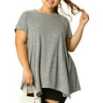 thumbnail image 6 of DARING DIVA Women's Plus Crew Neck Flowy Swing Loose Tunic Tops 3X Gray, 6 of 9