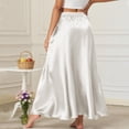 thumbnail image 4 of QATAINLAV Maxi Satin Silk Skirts for Womens High Waisted Elastic Long A-Line Skirt Summer Soft Party Flowy Skirts with Pockets White XL, 4 of 5