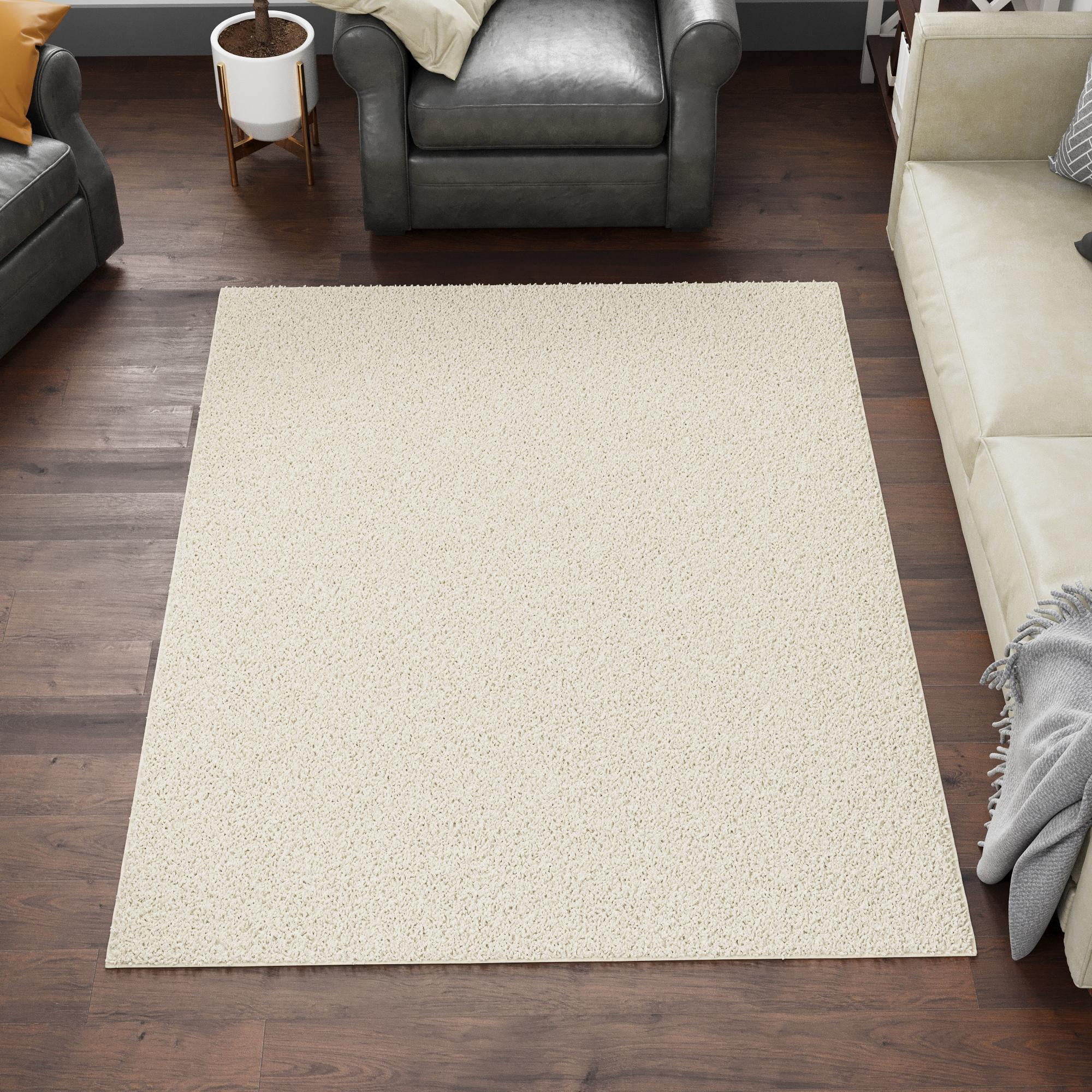 Sweet Home Stores Cozy Non-Slip Rubberback Solid 5x7 Soft Indoor Area Rug, 5' x 7', Cream