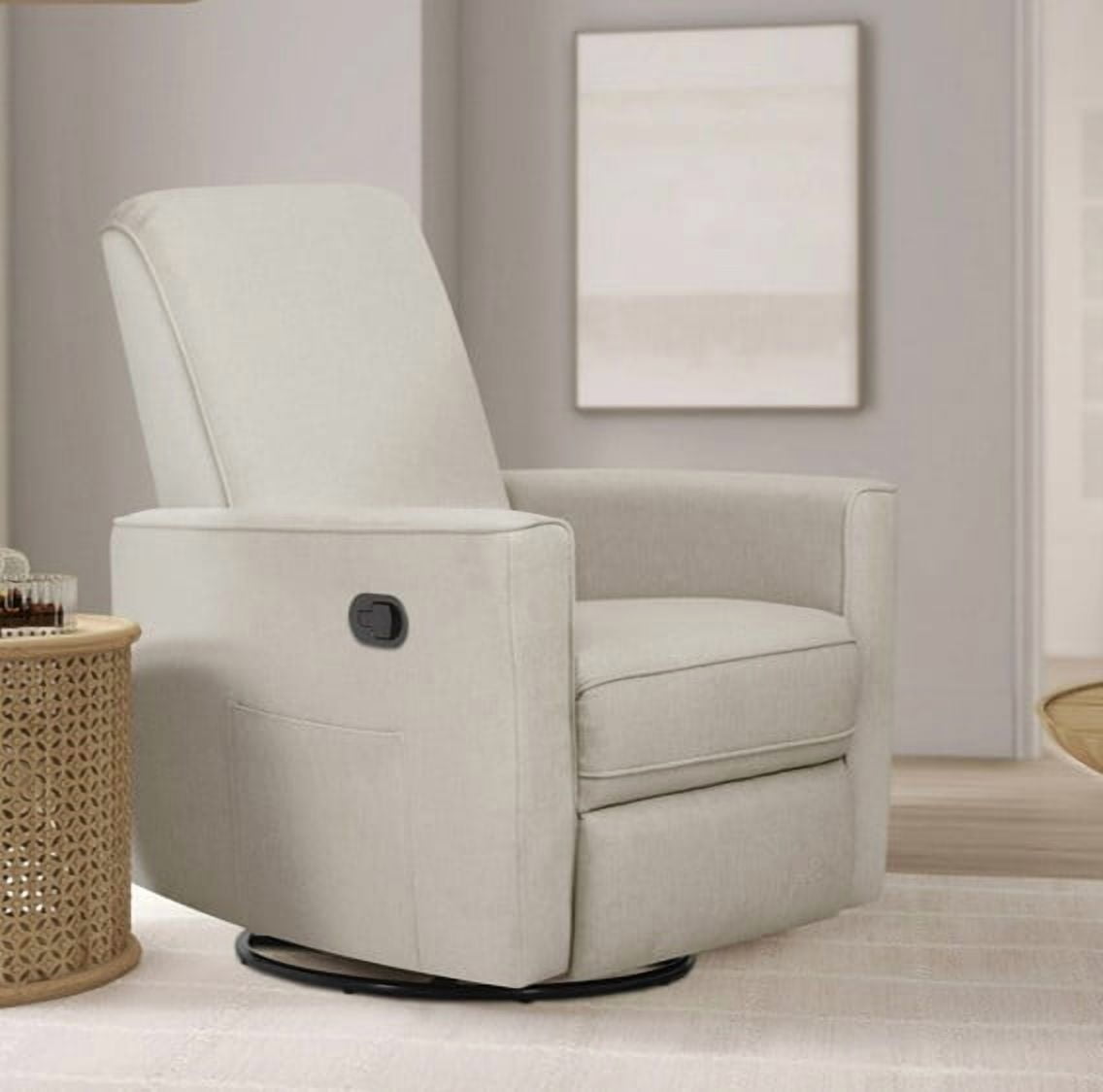 Evolur Raleigh Nursery Glider Recliner and Rocking Chair in Light Sand, 360° Swivel Motion, Multiple Recline Positions, Easy to Clean, FSC and Greenguard Gold Certified