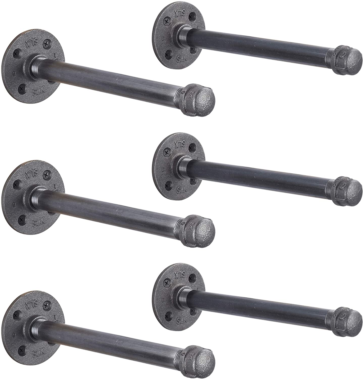 Shelf Brackets - Set of Six, Industrial Steel Grey Iron Fittings ...