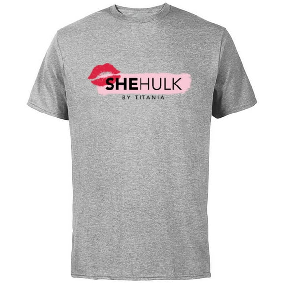 Marvel Studios She-Hulk by Titania Kiss Logo Light Disney  - Short Sleeve Cotton T-Shirt for Adults - Customized-Athletic Heather