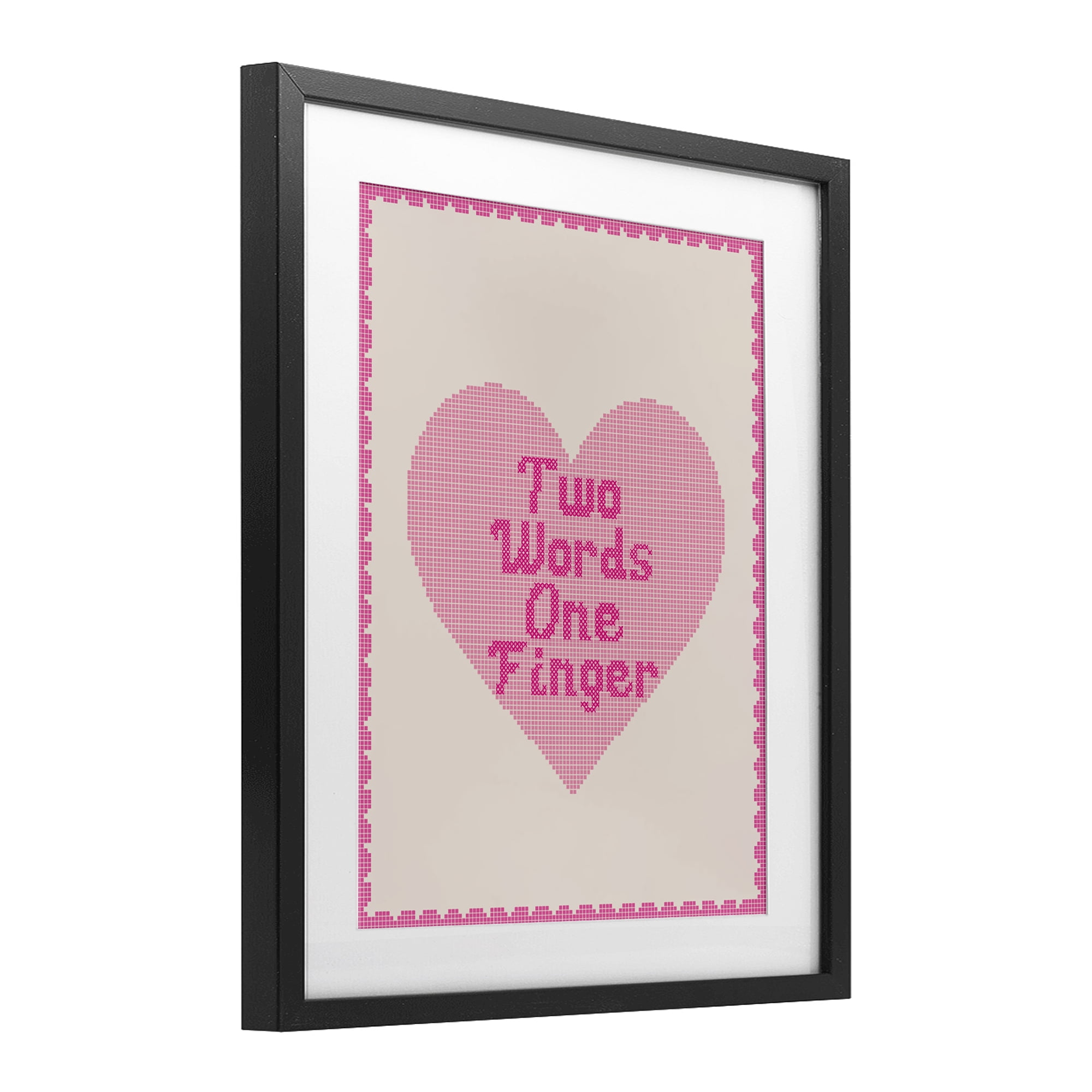 Stupell Industries Two Words One Finger Heart Black Framed Print Under Glass, design by Lil' Rue