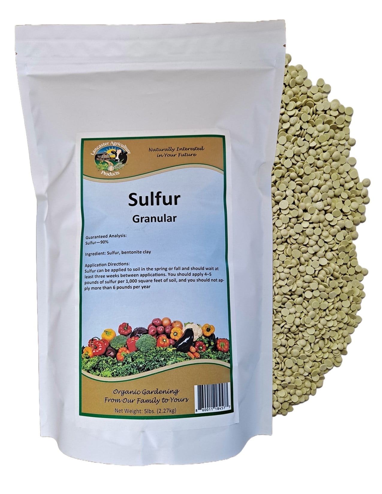 Organic Elemental Sulfur Fertilizer 90% 5 Pounds Acidic Soil Amendment, Hydrangea & Blueberry Fertilizer, Ideal for Garden Soil & Lawn Care - Lancaster Agricultural Products