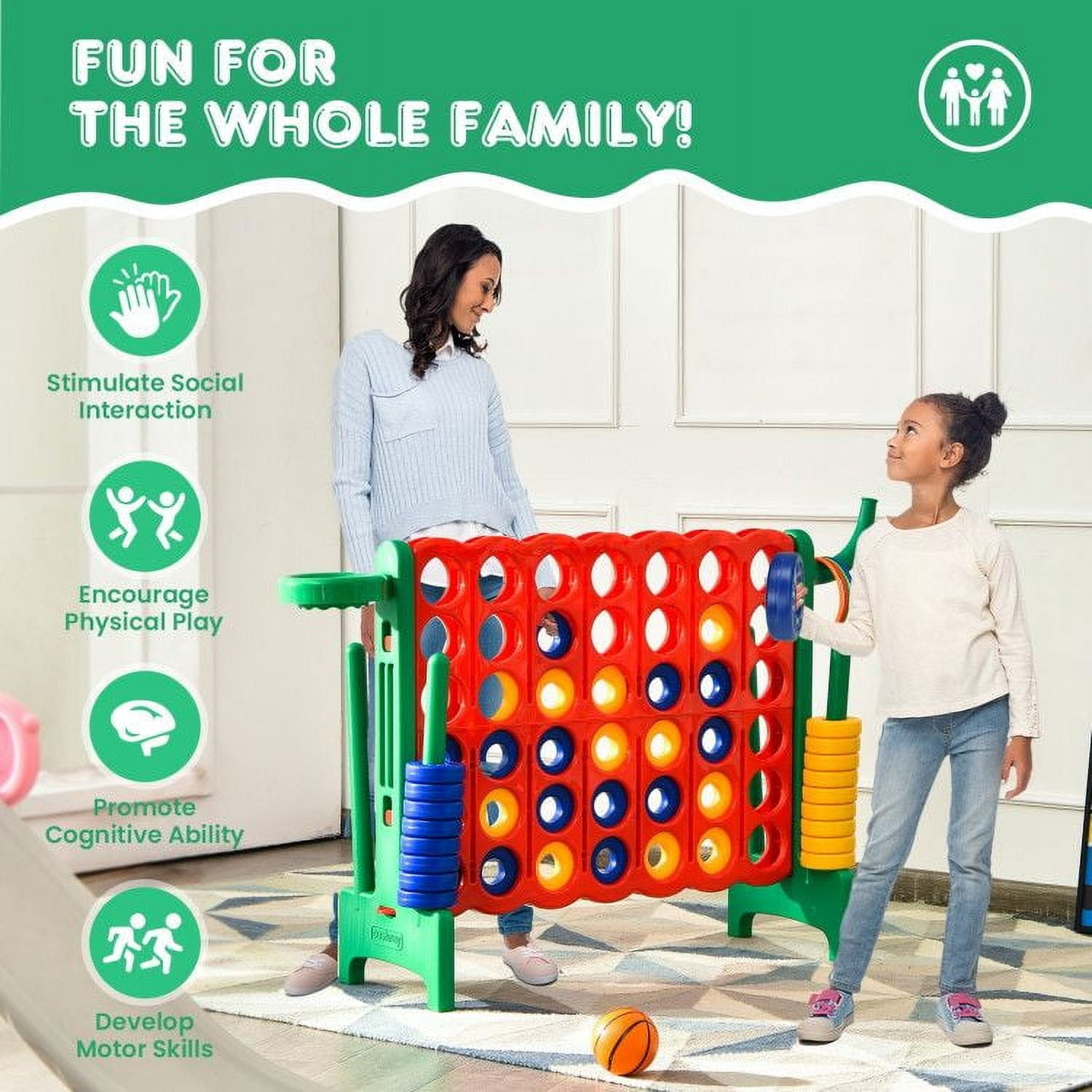 Chateauy 2.5 Feet 4-to-Score Giant Game Set – Large-Sized Tossing & Ring Toss Outdoor Activity for Family, Lawn, Backyard, Party, BBQ, and Beach