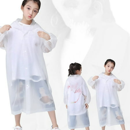 EVA Rain Ponchos for Adults/Kids 1 Pack Reusable Raincoats with Hoods and Sleeves Lightweight Rain Jacket