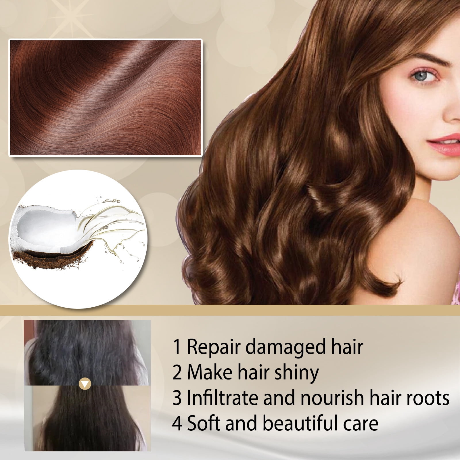 Alvantor Hair Mask with Argan & Coconut Oil for Dry, Damaged Hair - Smooth & Frizz Control, 1.76oz