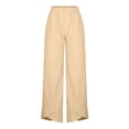 thumbnail image 4 of TaTaai Women Solid Color Loose Cotton Linen Cropped Pants Scalloped Hem With Pockets Lightweight Breathable Machine Washable Non See-through Daily Dating Wear Gift, 4 of 7