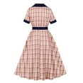 thumbnail image 3 of Ovzne Robes d'Été pour Femmes 2025 Robe Mode Femmes Été Décontractée Col en V Bouton Fermeture Éclair Manches Courtes Imprimé à Carreaux Robe d'Été Manches Courtes Liquidation, 3 of 6