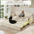 thumbnail image 3 of YODOLLA 72" 3 in 1 Convertible Sofa Bed with Pull Out Coach Bed, Loveseat Futon Sofa with Pillows & Pockets for Bedroom, Living Room, Apartment- Beige, 3 of 10