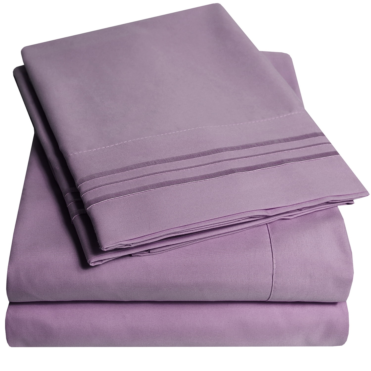 1800 Thread Count 4 Piece Deep Pocket Bedroom Bed Sheet Set Full Plum