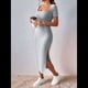 thumbnail image 4 of Vestido de Verano 2025 para Mujer, Ajustado, de Corta, Acanalado, con Abertura Lateral, de Punto y Cuello Cuadrado Gris S, 4 of 9