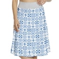 thumbnail image 1 of Women's Portuguese Fleur De Lis in Azulejo A-line Printed Skirt Casual Wear, 3XL, Night Blue and White, by Ambesonne, 1 of 6