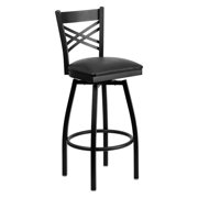 Flash Furniture HERCULES Series Black "X" Back Swivel Metal Bar Stool, Vinyl Seat, Multiple Colors by Flash Furniture