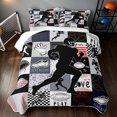 thumbnail image 2 of Manfei Boys Football Twin Quilt Set, Sport Checkered Twin Coverlet Set, Black Gray, Black Reversible 2pcs, 1 Bedspread and 1 Pillowcase, 2 of 7