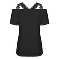 thumbnail image 5 of Plus Size Tops for Women Off The Shoulder Lace Straps Short Sleeve V Neck T Shirts Tops Summer Solid Tunic Blouses Tees, 5 of 7
